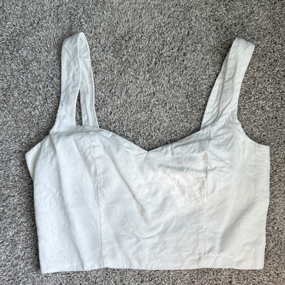 A New Day White Linen Top